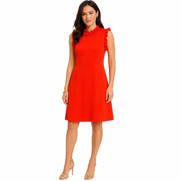 Maggy London Dresses & Skirts - Maggy London Ruffle Neck Sleeveless  Sheath Dress Womens 16 Orange NWT